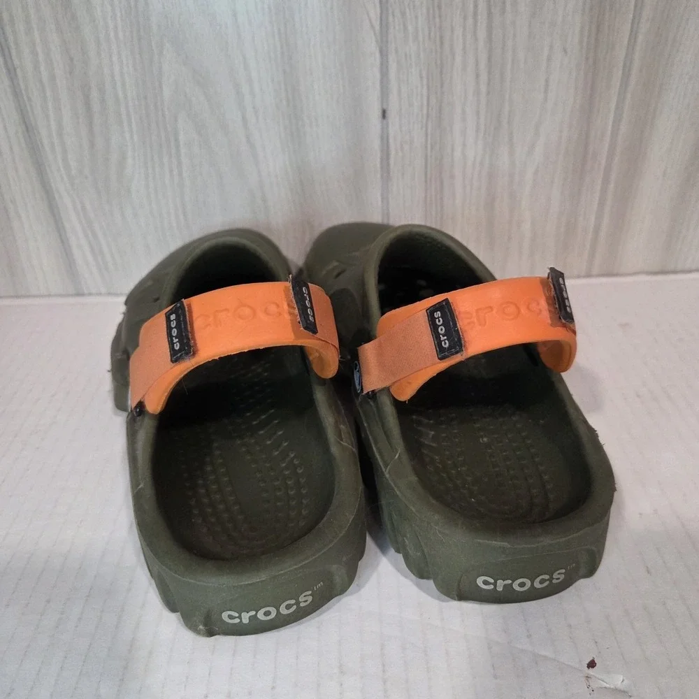 Crocs Unisex Off Road Sport Green /Orange Slip On Clogs Shoe Size M7 /W9